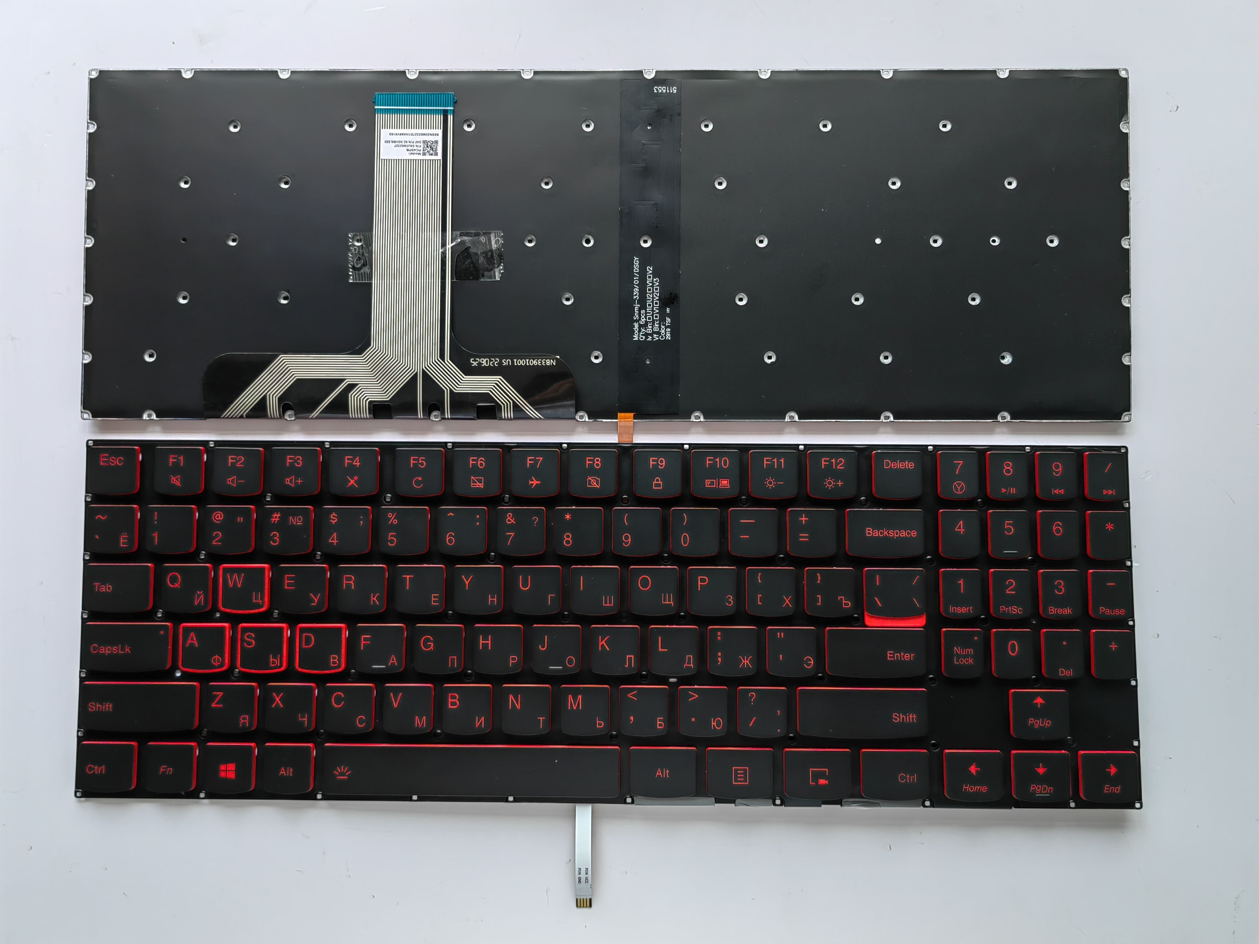 Picture of New Replacement Laptop Keyboard For LENOVO Y520/R720 BLACK Backlit,Red Printing,Red side (OEM) RU Layout
